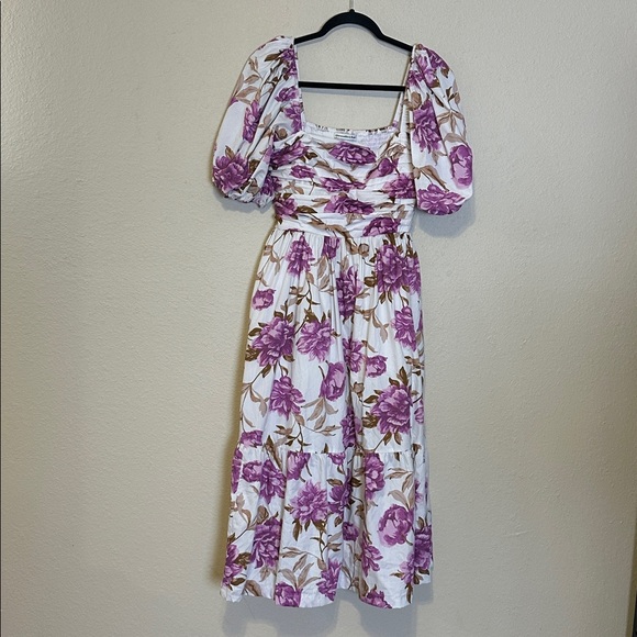 Abercrombie & Fitch Emerson Poplin Puff Sleeve Midi Dress Size Small - Picture 4 of 9